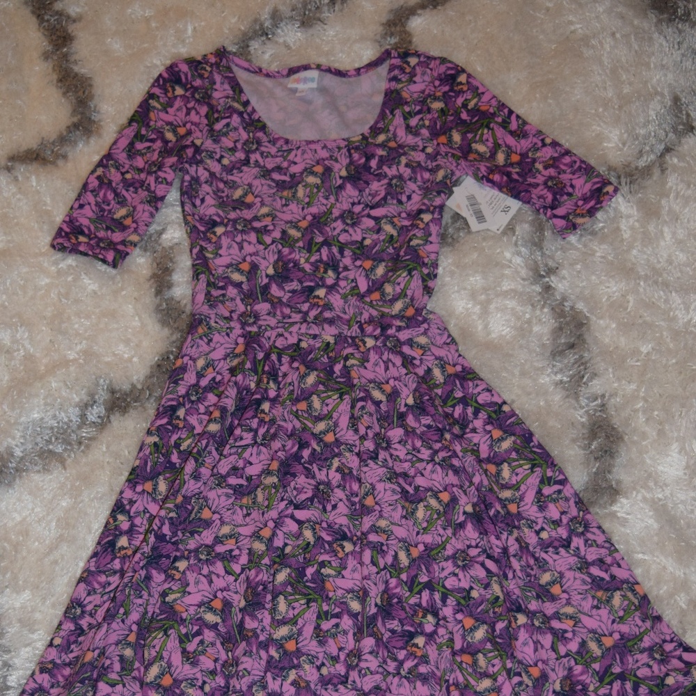LuLaRoe Purple Floral Nicole Dress